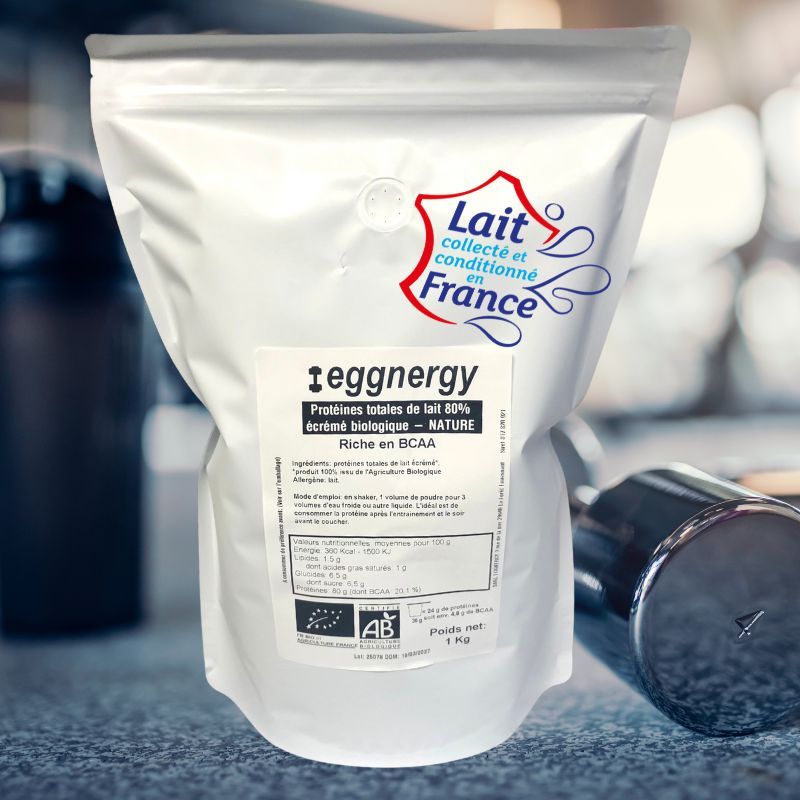 Protéine Native de Lait Bio 1 Kg (origine France) riche en BCAA