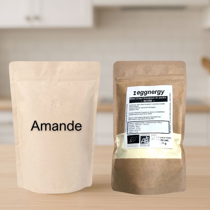 Duo blanc d&#39;oeuf 500 g et Amande blanche en poudre 500 g