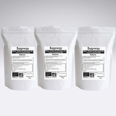 Protéine de lactosérum Bio 80% Nature en 3 Kg