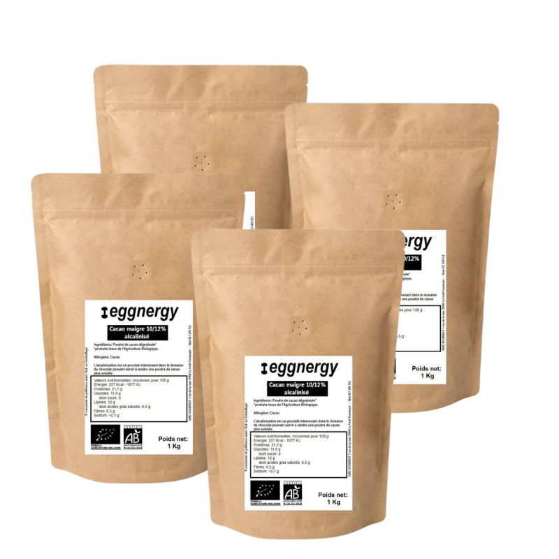 Cacao bio maigre et protéiné, faible en cadmium en 4 kg