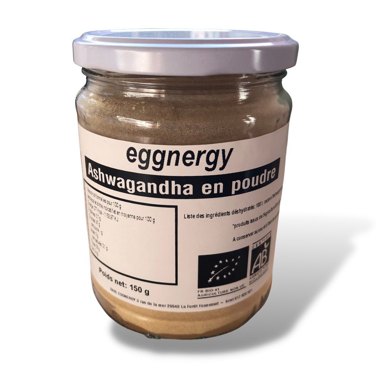 Ashwagandha bio en poudre en pot de 100 g