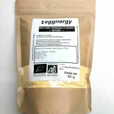 Oeuf entier bio en poudre en 500 g (France - code 0)