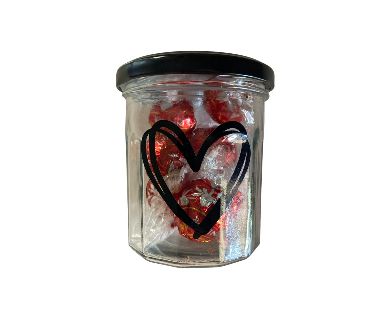 Black Lid Jar with Lindt Milk Chocolate Balls