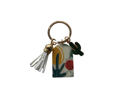 Keychain - Cactus &amp; Tassel Charm