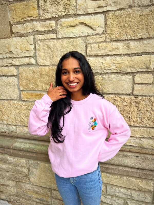 PINK Unisex Embroidered Crewneck