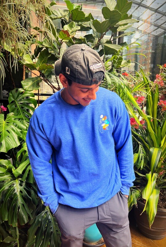 BLUE Unisex Embroidered Crewneck
