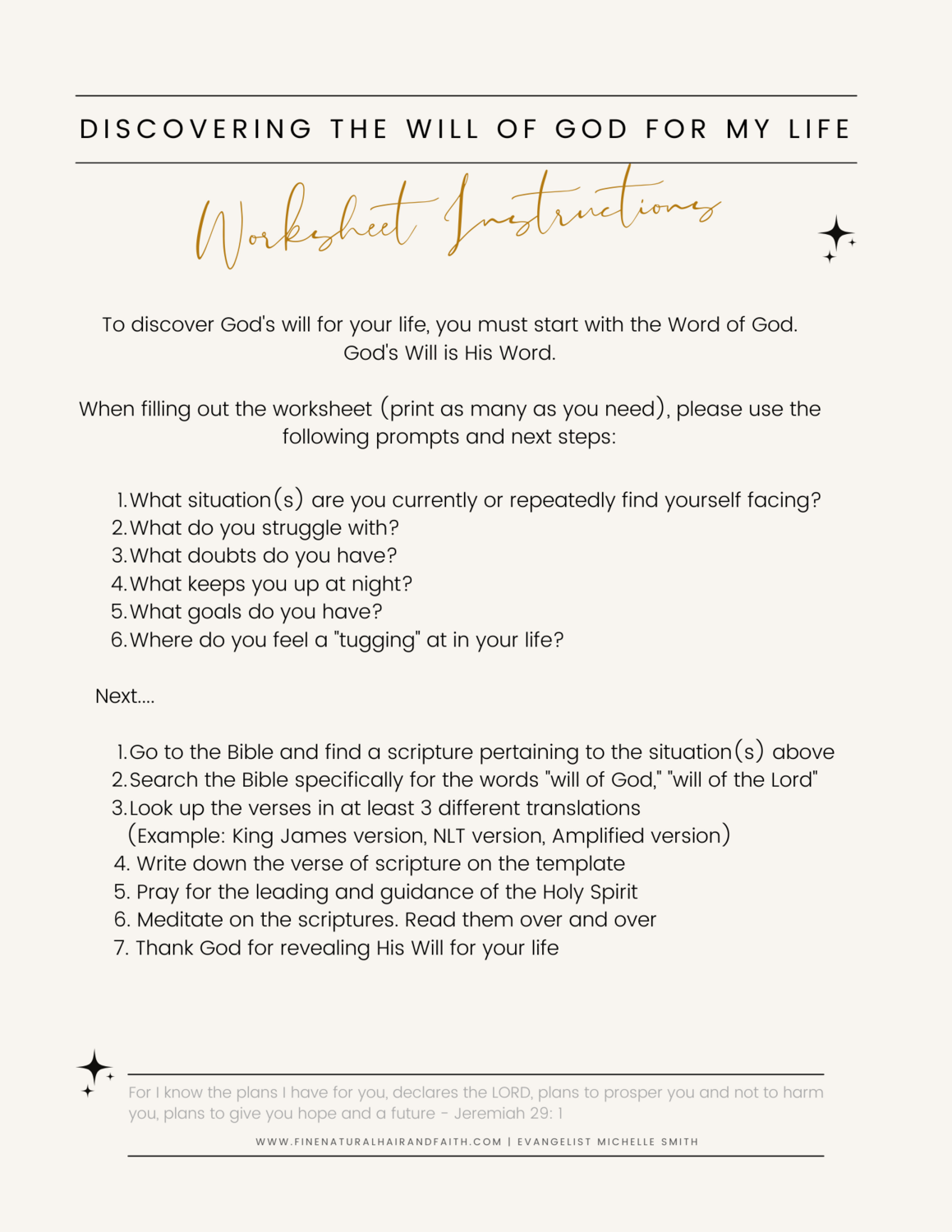 Free Bible Study Worksheets : Store : Fine Natural Hair and Faith