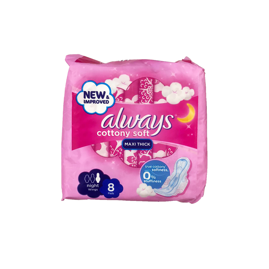 Always Cotton Soft Maxi Thick 8 Pads Night (Pink)