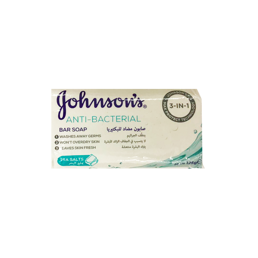 Johnsons AntiBacterial Bar Soap Sea Salt 125g