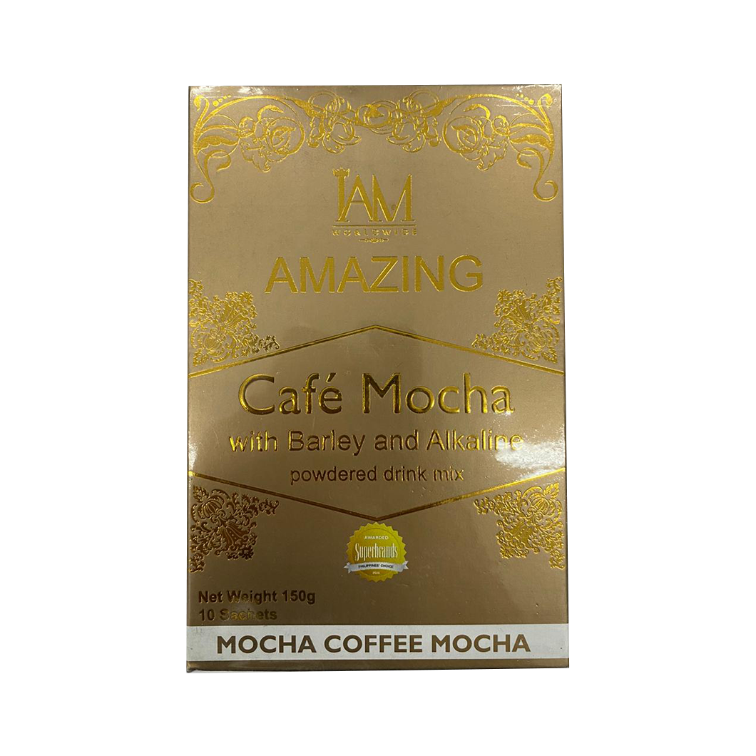 Iam Worldwide Amazing Cafe Mocha with Barley and Alkaline Powdered