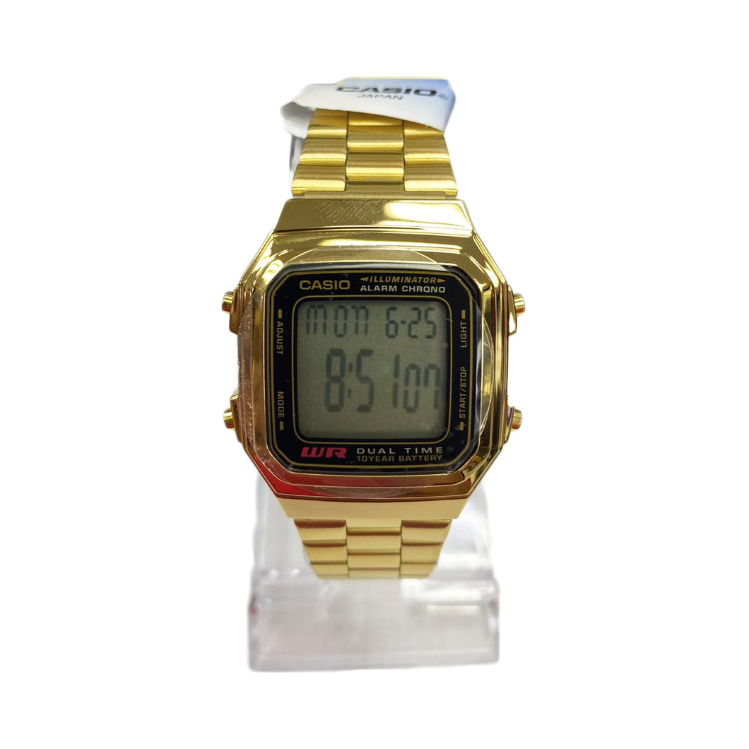 Casio Alarm Chrono Gold A159 (1 Year Warranty, Original, Water