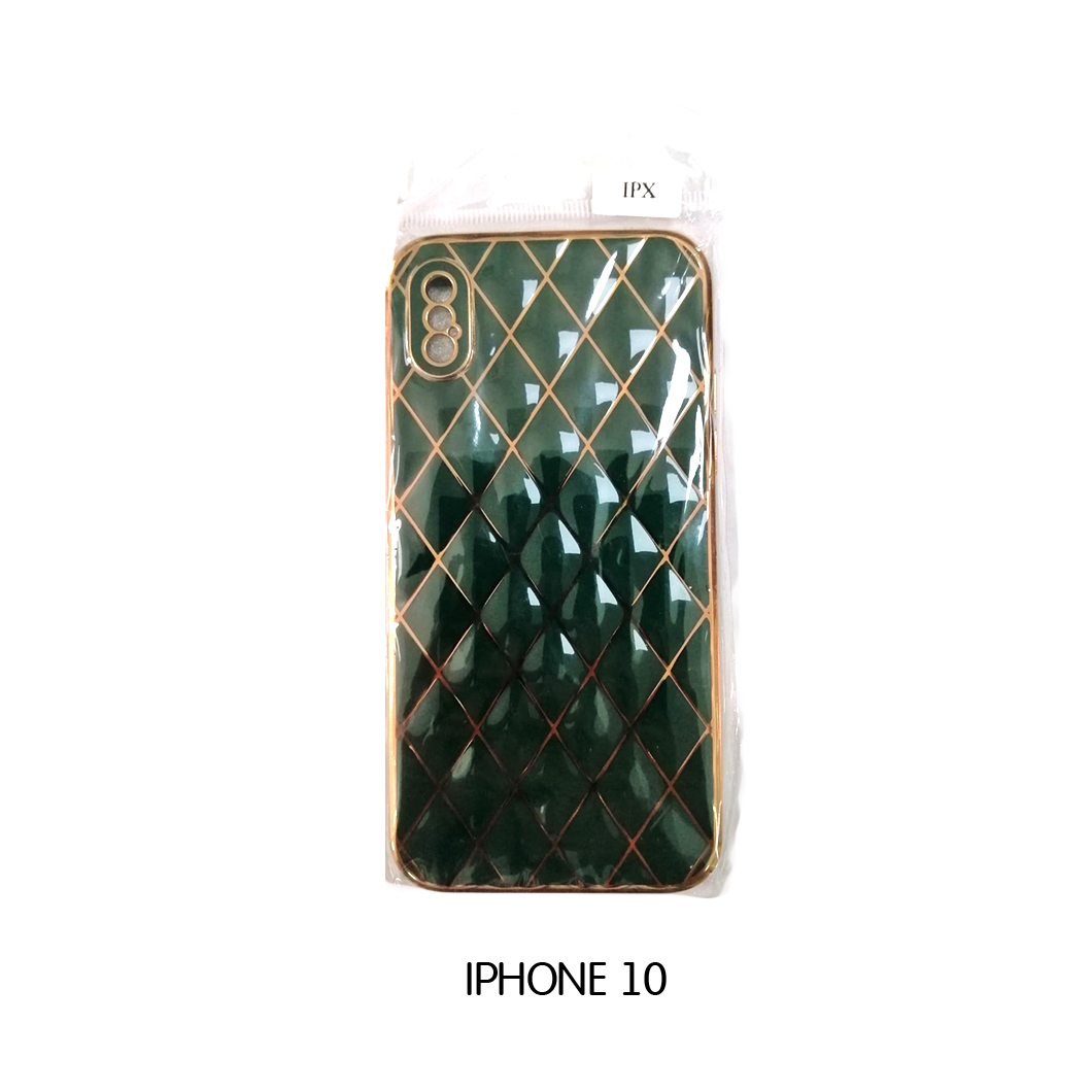 Iphone Case 10 - Emerald with Gold Pattern