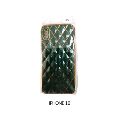 Iphone Case 10 - Emerald with Gold Pattern