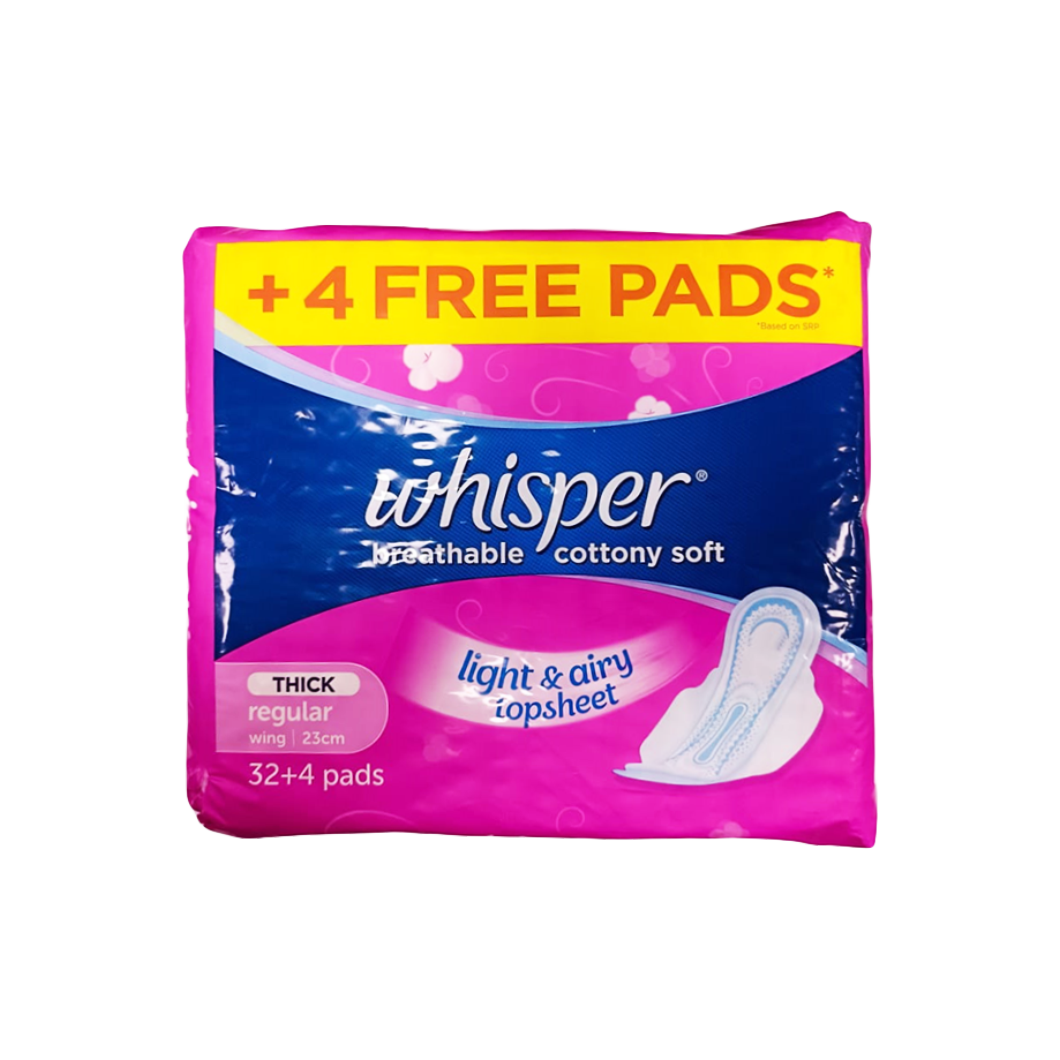 Whisper Thick Regular 32+4 Pads with Wing