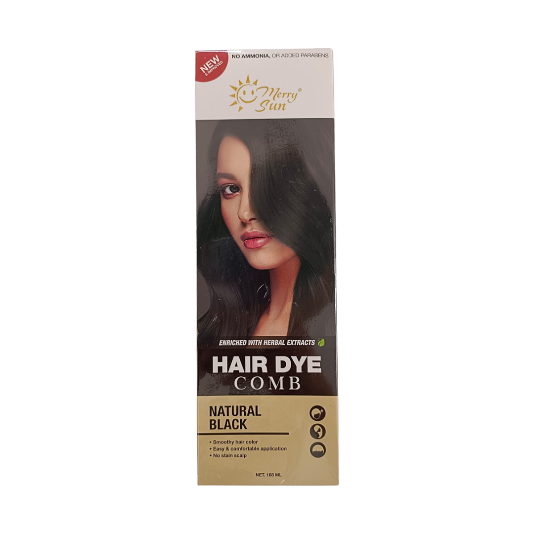 Merry Sun Hair Dye Comb Natural Black 168ml