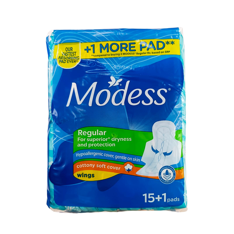 Modess Regular 15+1 Pads with Wings