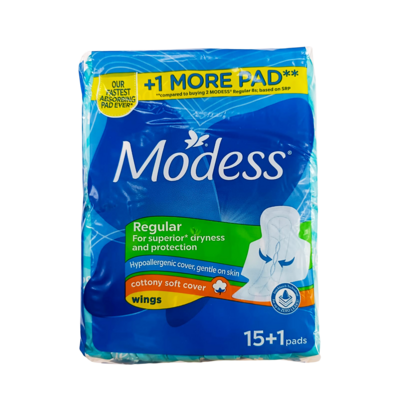 Modess Regular 15+1 Pads with Wings