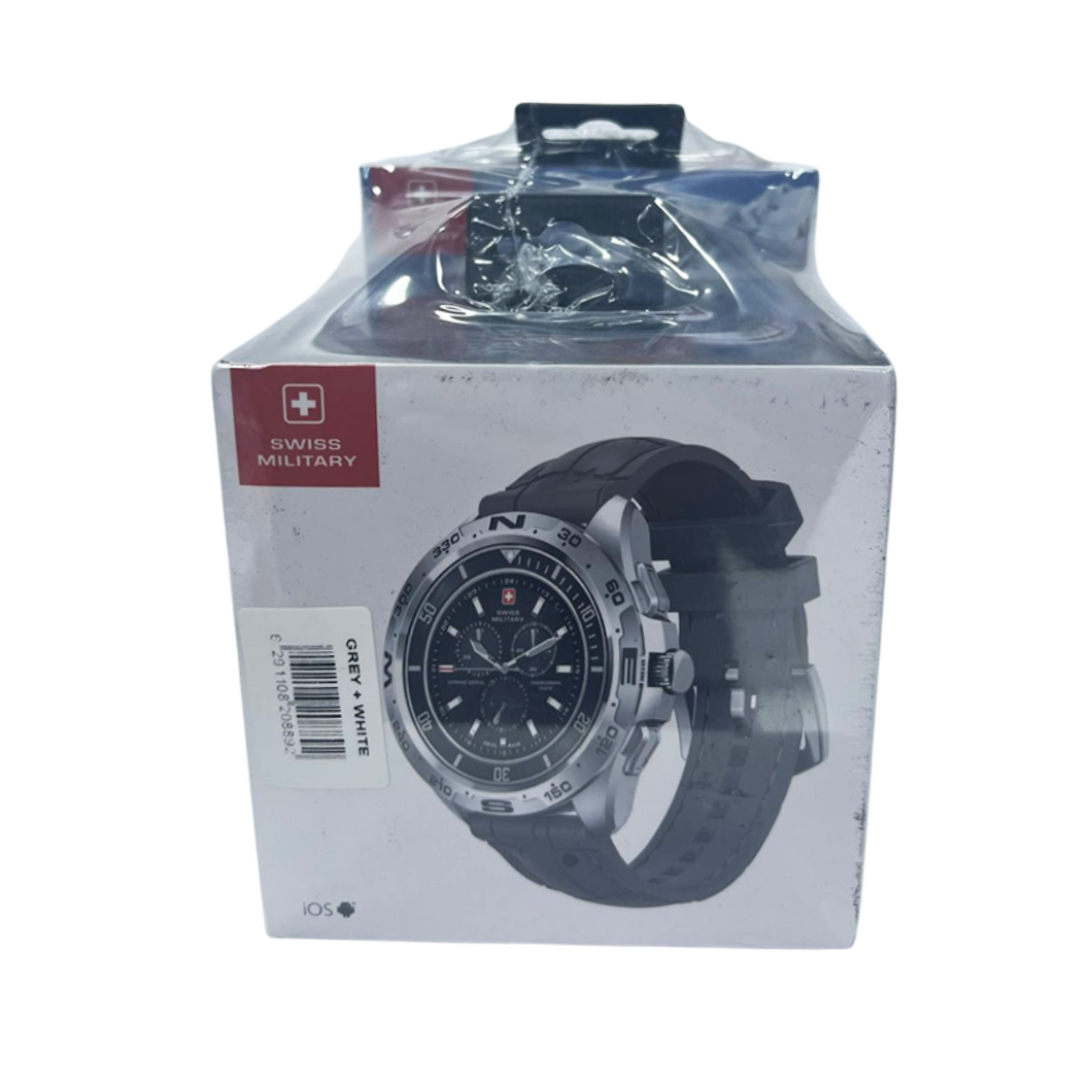Swiss Military Watch for Men (Grey &amp; White) with free