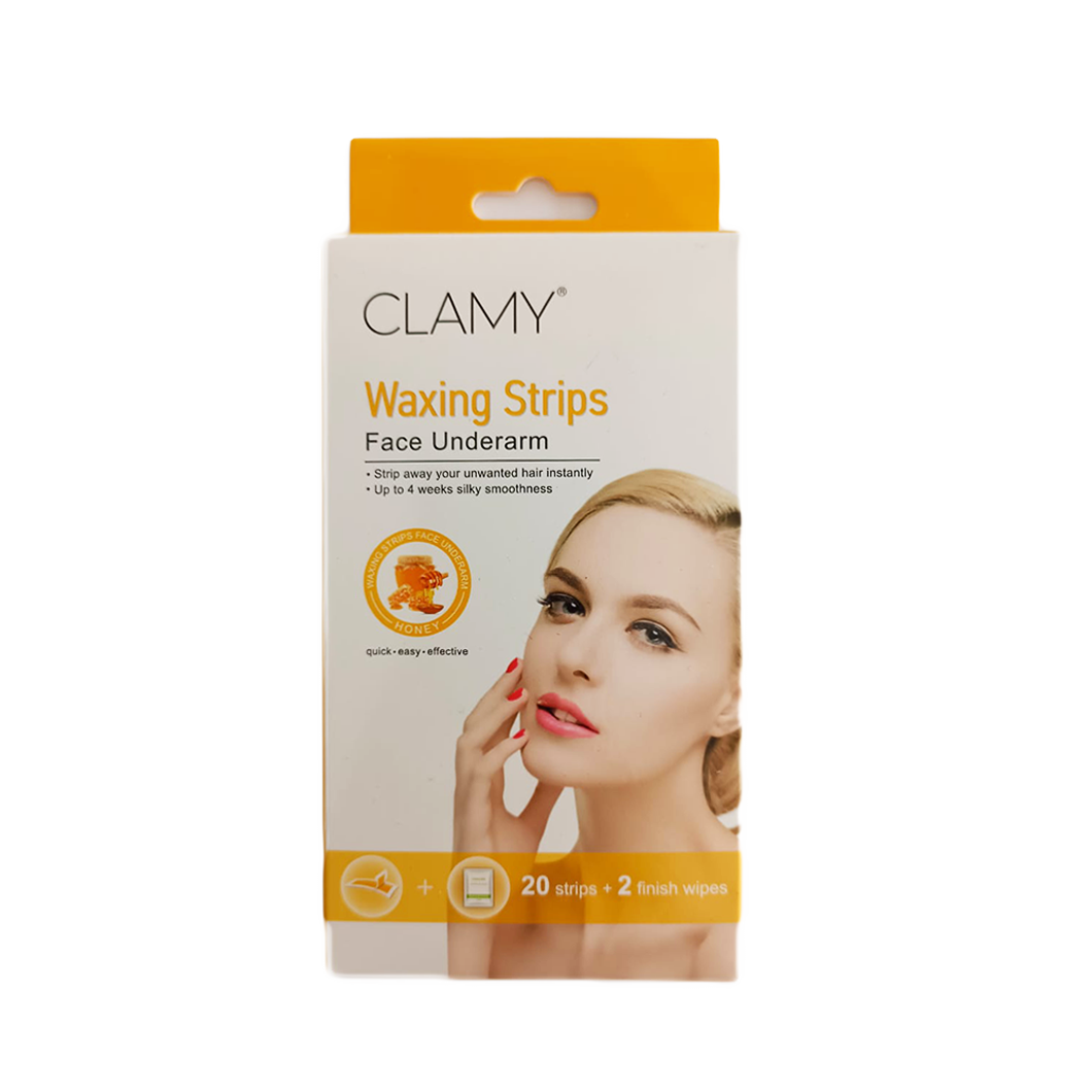 Clamy Face or Underarm Waxing Strips 20 pcs (HONEY)