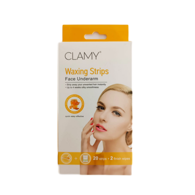 Clamy Face or Underarm Waxing Strips 20 pcs (HONEY)