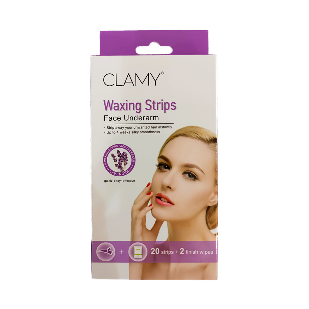 Clamy Face or Underarm Waxing Strips 20 pcs (Lavender)
