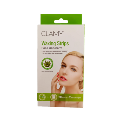 Clamy Face or Underarm Waxing Strips 20 pcs (ALOE VERA)