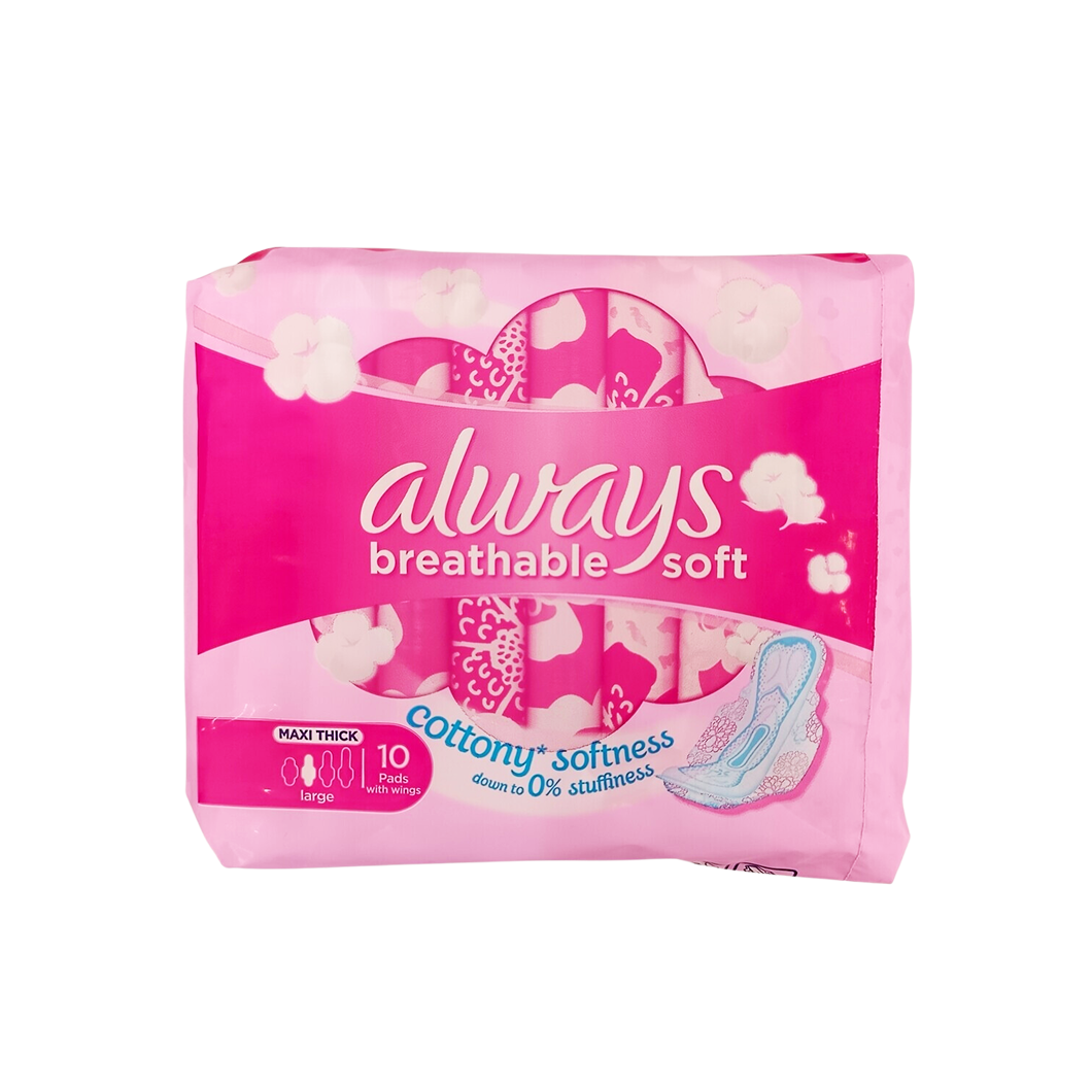Always Breathable Soft 10pads w/wings large