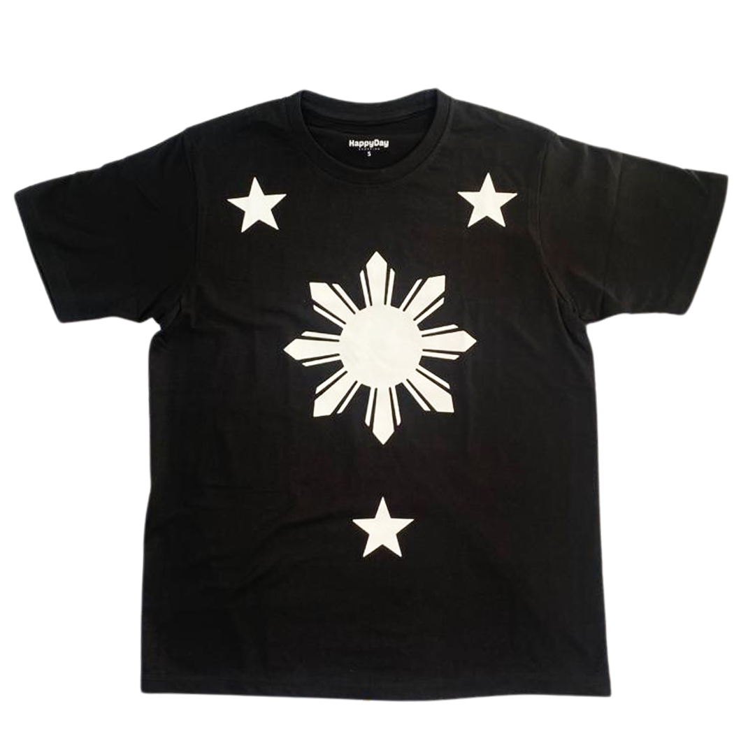 Tshirt - 3 stars and a sun (BLACK-WHITE EXTRA EXTRA LARGE XXL)