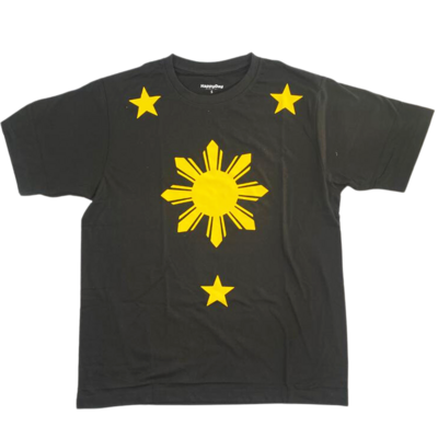Tshirt - 3 stars and a sun (BLACK-YELLOW LARGE)