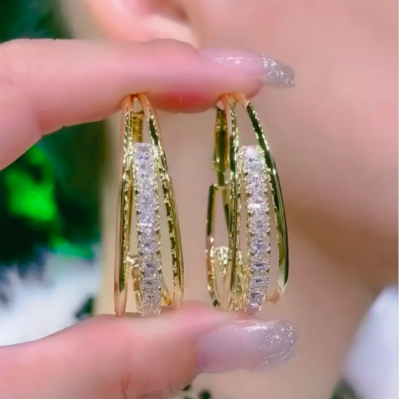 Earrings - 3 Layer Shiny Rhinestone
