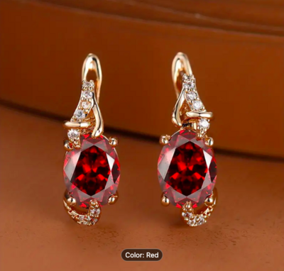 Earrings - 18k Plated Red