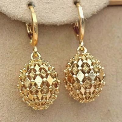 Earrings - Golden Ball Design