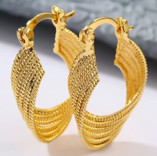 Earrings - Golden Twist Hoop