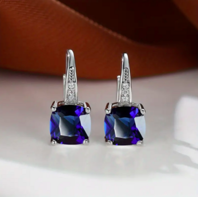 Earrings - Rainbow Zircon Blue