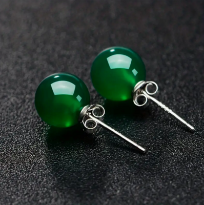 Earrings - Silver Plated Green