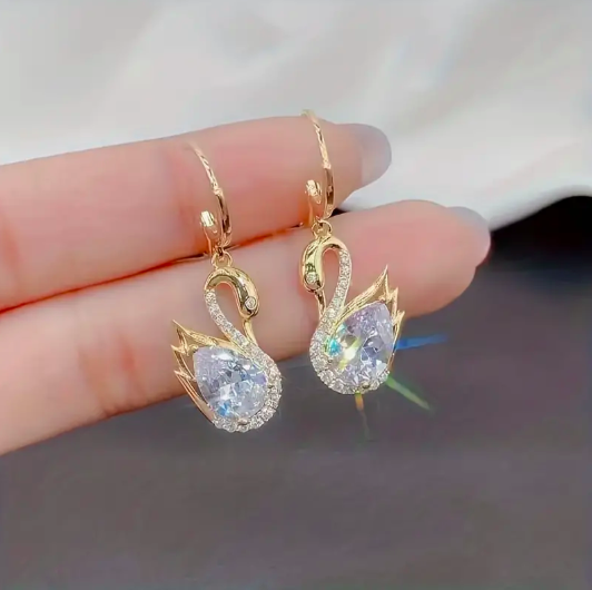 Earrings - Sparkling Swans Gold