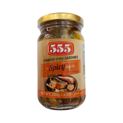 555 Spanish Style Sardines Spicy Corn Oil 220g