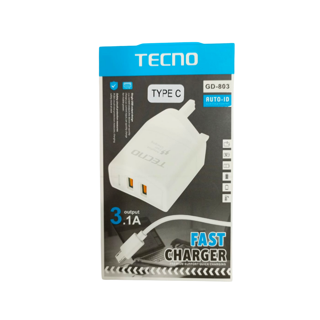 Tecno Type C Fast Charger 3.1A