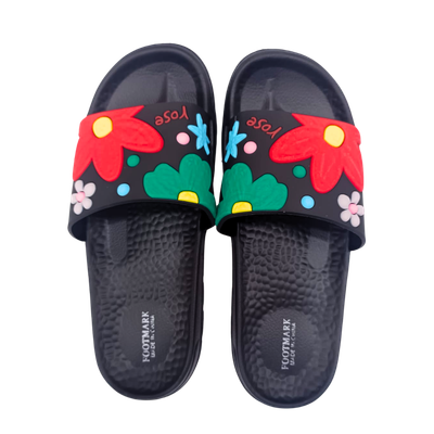 Sandals - Black Flowers