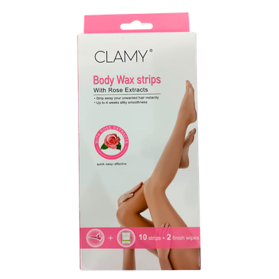 Clamy Body Wax Strips with Rose Extract (12pc)