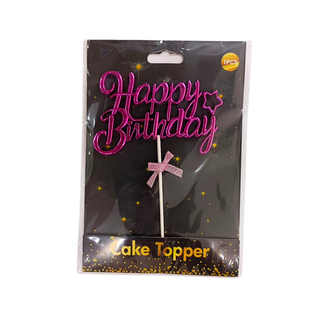 Cake Topper Happy Birthday - Pink