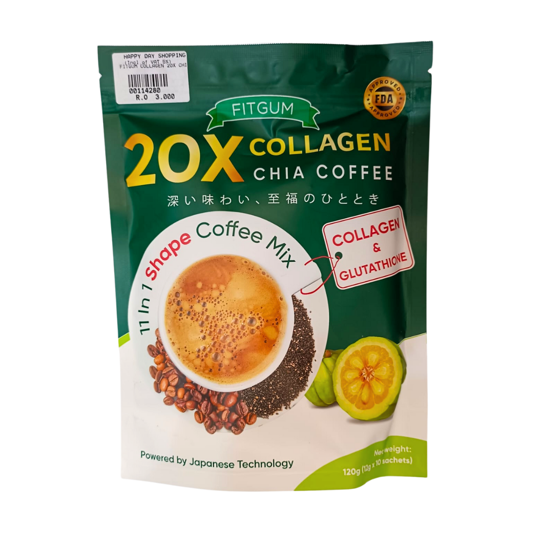 Fitgum 20X Collagen Chia Coffee 10 Sachets
