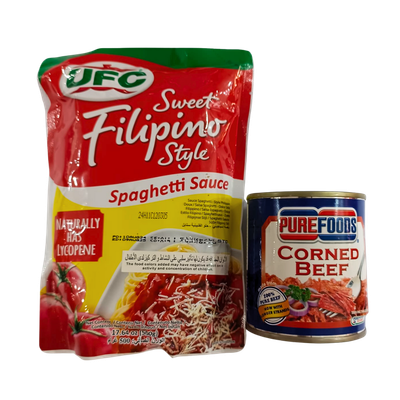 &#39;PROMO - UFC Filipino Style Spaghetti Sauce + Purefoods Cornedbeef
