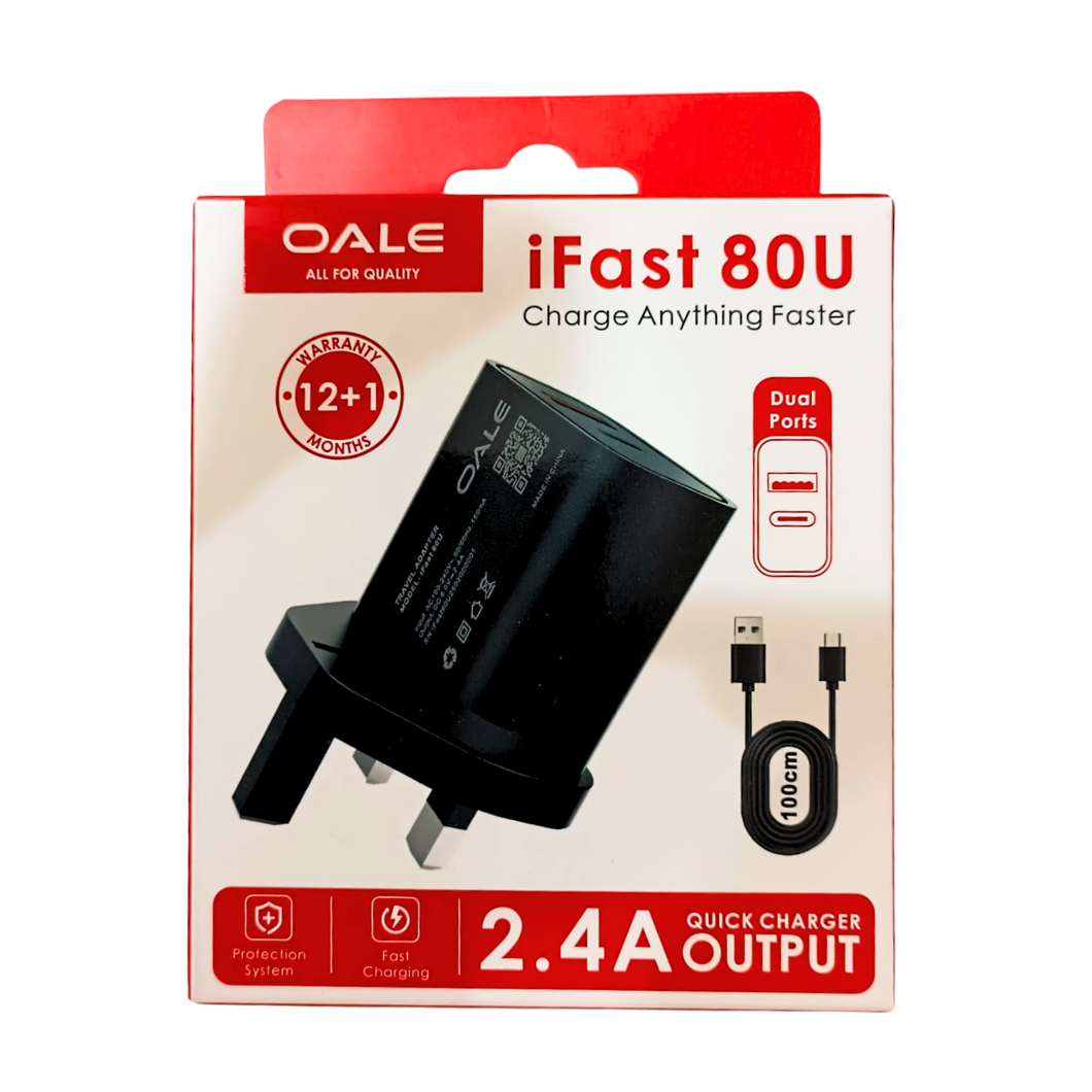 OALE iFast 80U 2.4 Output Quick Charger( Type C)