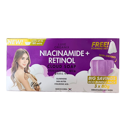 Luxe Organix Niacinamide + Retinol Cloud Soap 3x80g