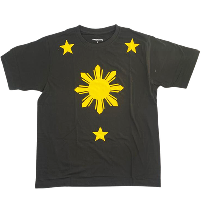 Tshirt - 3 stars and a sun (BLACK-YELLOW LARGE)