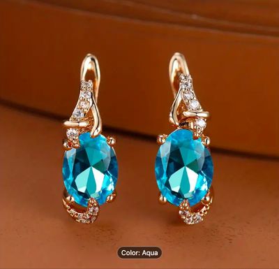Earrings - 18k Plated Aqua