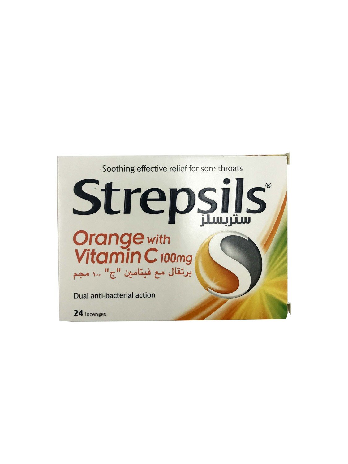 Strepsils Orange with Vitamin C 100mg Dual Anti-bacterial Action