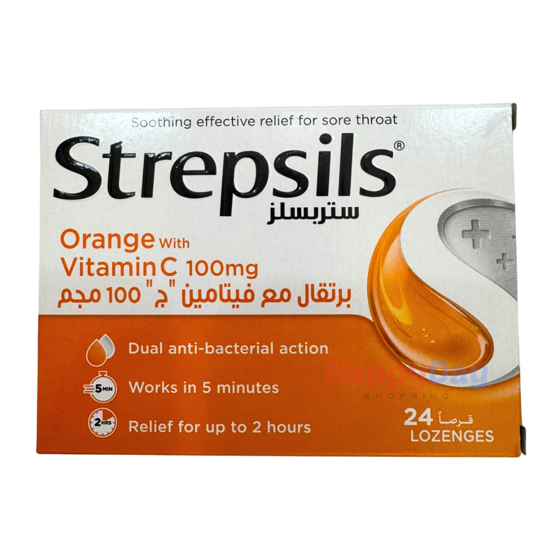 Strepsils - Orange with Vitamin C 100mg (24 pcs)