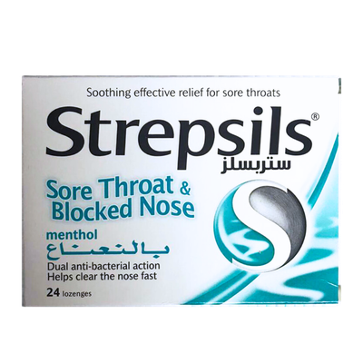 Strepsils Sore Throat Blocked Nose Menthol Candy 24pc